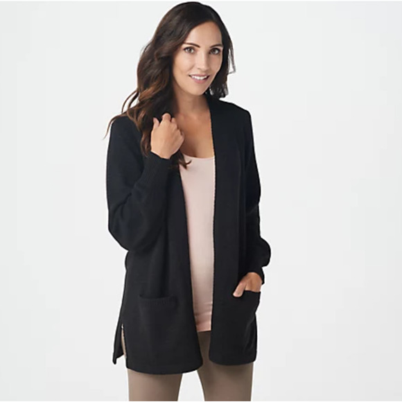 ANYBODY NEW $55 Sweater Knit Open‎ Front Cardigan Black XXS - Picture 1 of 3